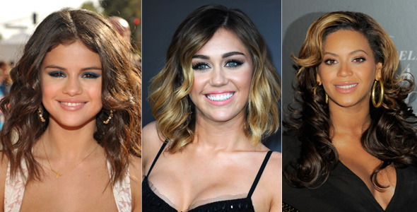 Selena Gomez, Miley Cyrus e Beyoncé com iluminador