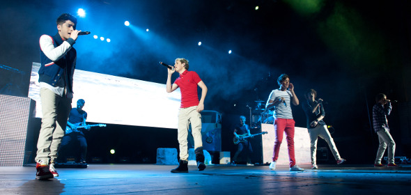 One Direction performing live at HMV Hammersmith Apollo, London, 10/01/12