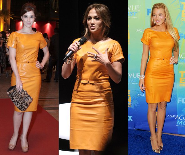 JLo, Blake Lively e Marjorie Estiano usam vestido laranja Gucci