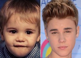 Justin Bieber bebê e foto atual