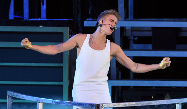 Justin Bieber durante show em Londres