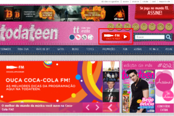 Coca Cola FM no site da Todateen