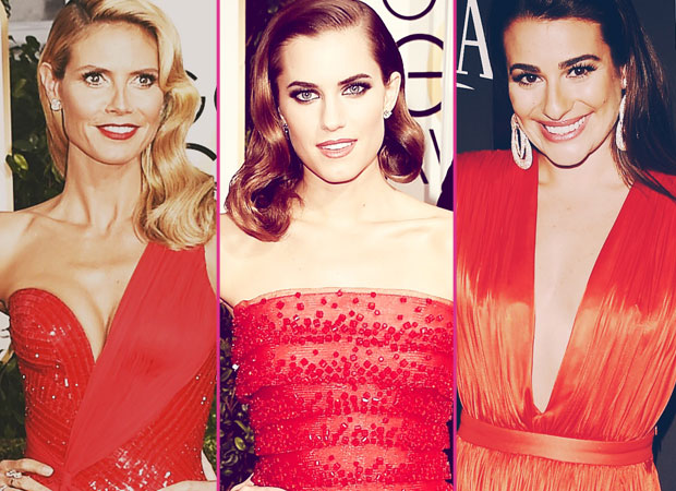 famosas no red carpet de vestido vermelho