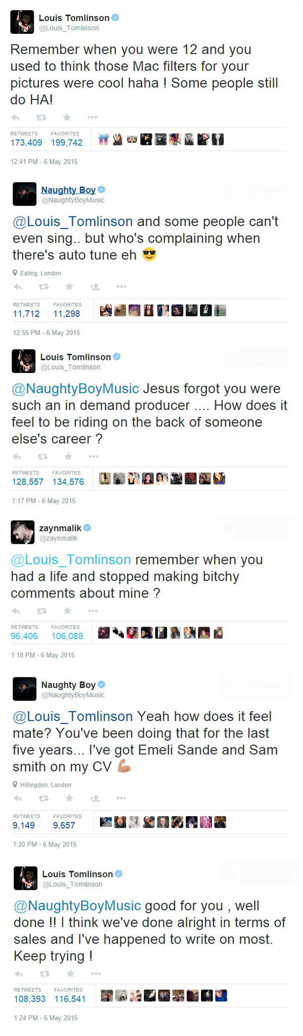 Louis Tomlinson briga com Zayn Malik e Naughty Boy no Twitter