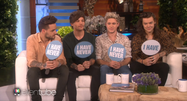 One Direction brinca de "Eu nunca" no programa da Ellen DeGeneres