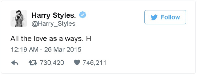 Harry Styles tem a mensagem mais retuitada do ano