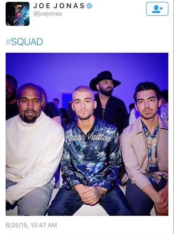 Joe Jonas, Kanye West e Zayn Malik