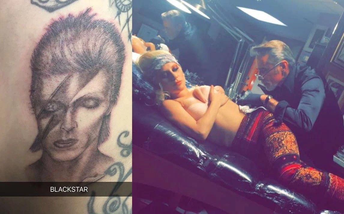 Lady Gaga tatua o rosto de David Bowie em sua costela! 