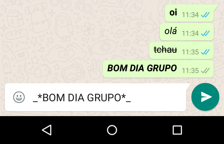 whatsapp atualização negrito itálico