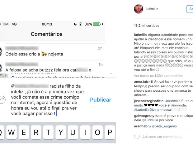 comentários racistas ludmilla