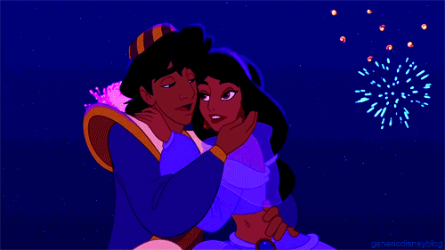 Aladdin e Jasmine se beijando