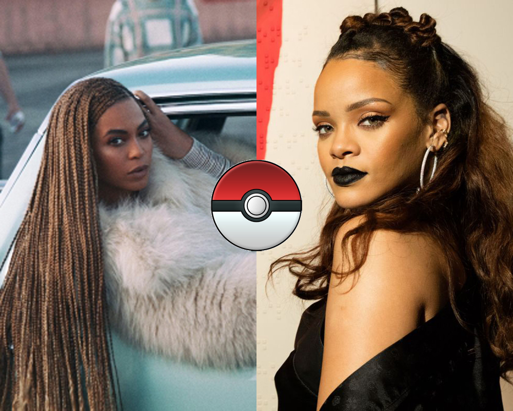 Rihanna e Beyoncé e uma pokebola