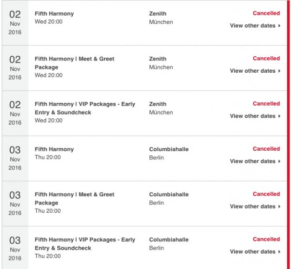 ingressos fith harmony cancelados