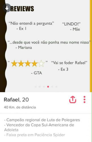 rafael comentários sobre tinder