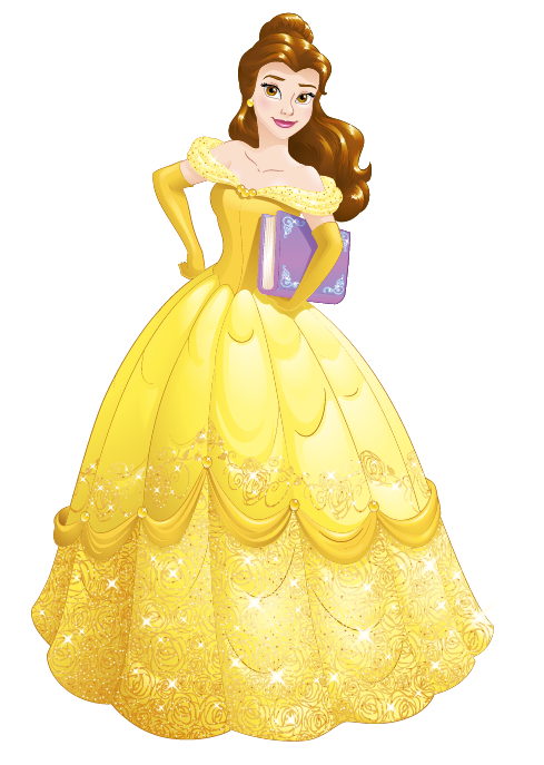 Desenho da princesa Bela com vestido longo amarelo