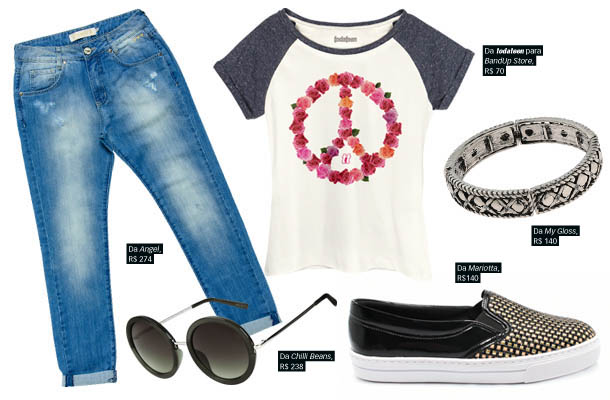 Look de passeio com calça jeans e t-shirt