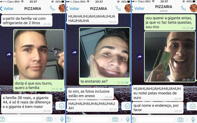 garoto pedindo pizza pelo whatsapp