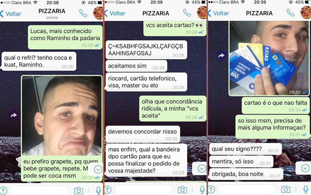 garoto faz pedido de pizza pelo whatsapp