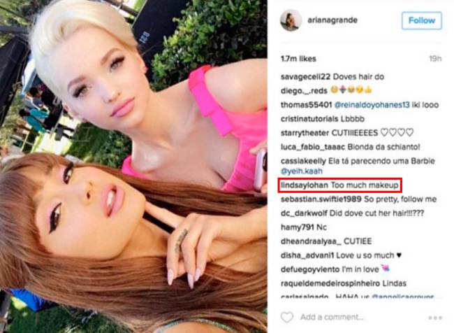 lindsay lohan ariana-grande-instagram