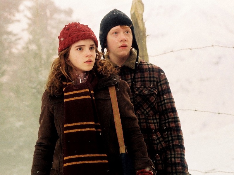 Rony e Hermione na neve