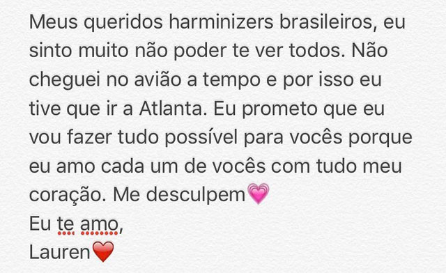 recado lauren jauregui para fãs brasileiros