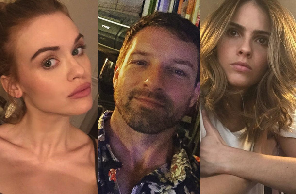 Holland Roden (Lydia Martin), Ian Bohen (Peter Hale) e Shelley Henning (Malia Tate), da série Teen Wolf