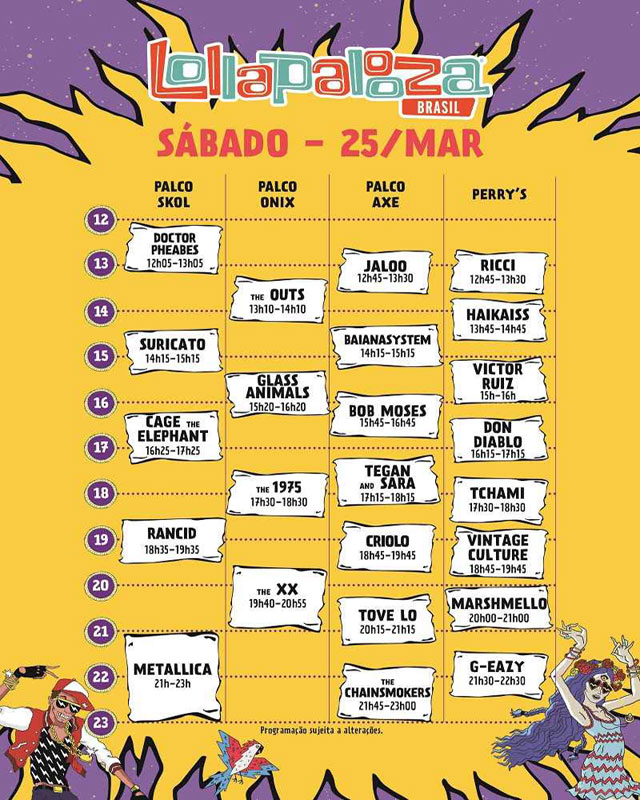 Horário dos shows Lollapalooza