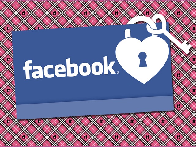 Montagem como a logomarca do Facebook e um cadeado