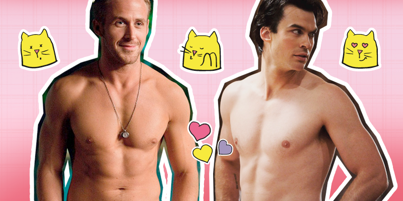 uma imagem com a foto dos atores Ryan Gosling e Ian Somerhalder