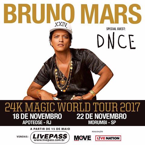 Bruno Mars em cartaz da 24K Magic World Tour 2017
