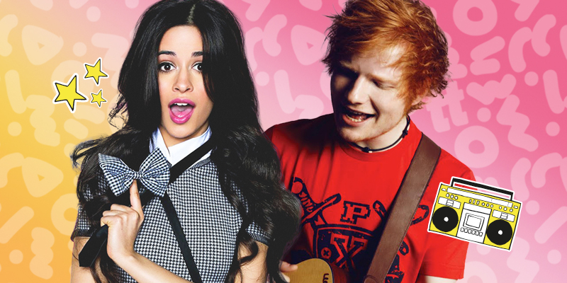 montagem de Ed Sheeran e Camila Cabello