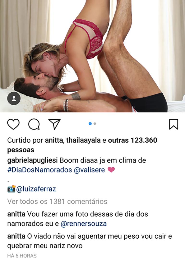 Comentários de Anitta na foto da Gabriela Pugliesi
