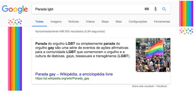 print da busca do google temática sobre orgulho LGBT