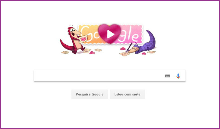 Jogo especial de Dia dos Namorados do Google