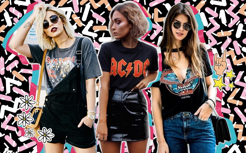 16 maneiras de usar sua camisa de banda  Moda roqueira, Moda rockeira,  Looks com camisetas