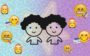 Imagem do signo de Gêmeos com emojis referentes à escola