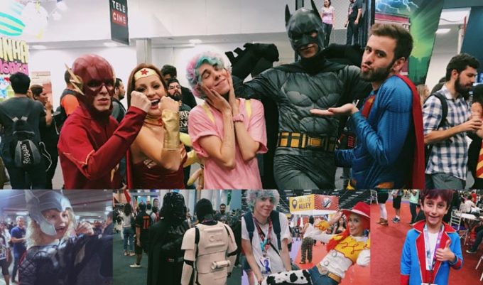 Erick Mafra com cosplays na Comic Con