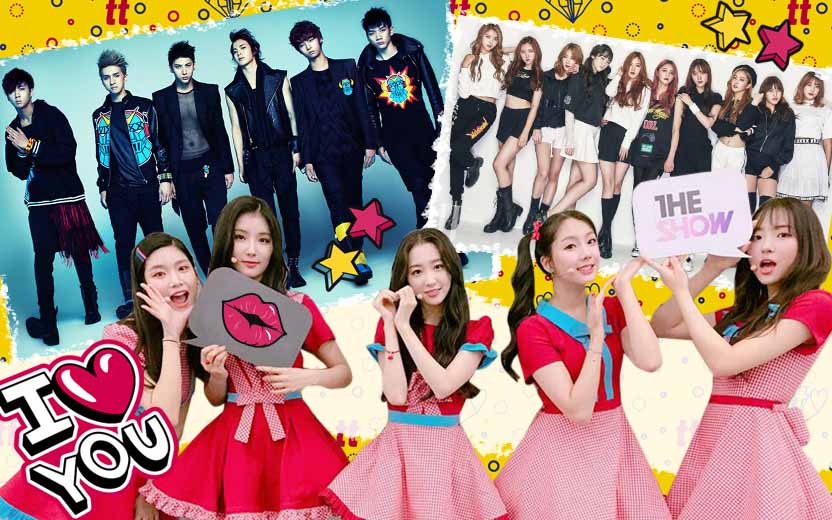k-pop na todateen: montagem com 3 grupos