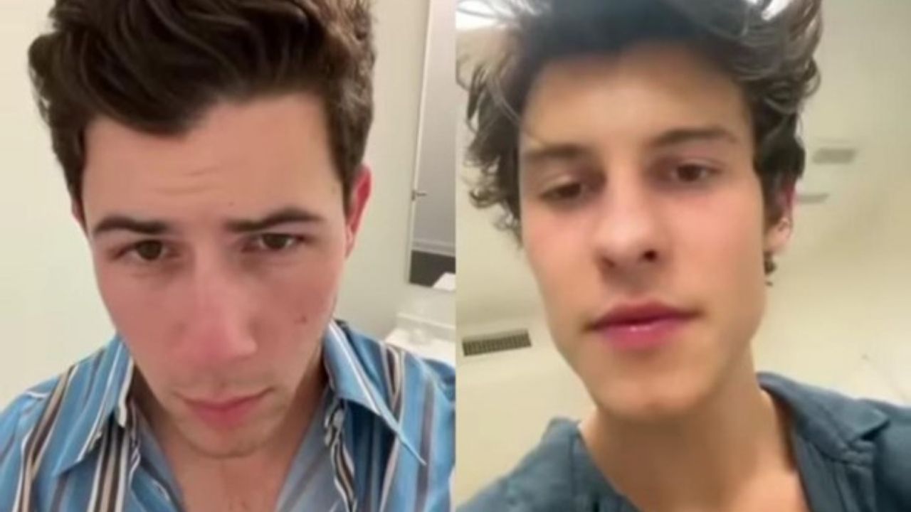 Sem barba, Nick Jonas se diverte imitando caras e bocas de Shawn Mendes