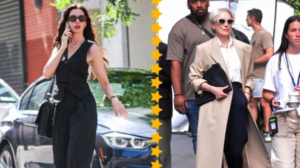 Anne Hathaway e Meryl Streep gravam cenas de "O Diabo Veste Prada 2" em Nova York.